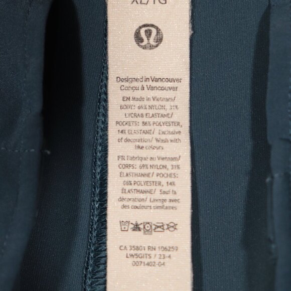 NWOT Lululemon Tapered MidLeg Mid-Rise Pant 7/8 Length *Luxtreme Iron Blue Sz XL - Picture 11 of 12